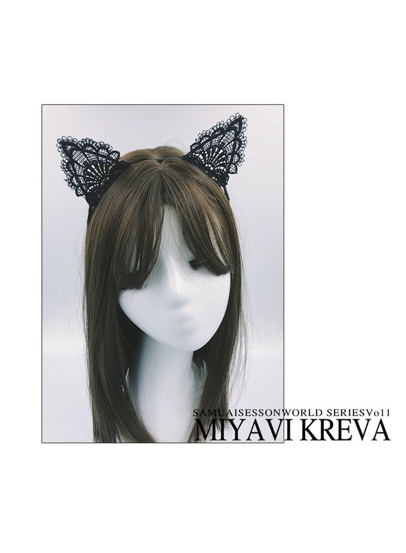 2PCS Lace Cat Ears Headband Exquisite Women Hair Accessories  - Image 5