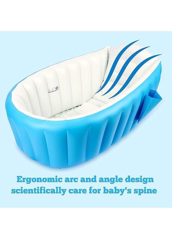 TYCOM Baby Inflatable Portable And Foldable Non-Slip Mini Air Bathtub Blue  - Image 2
