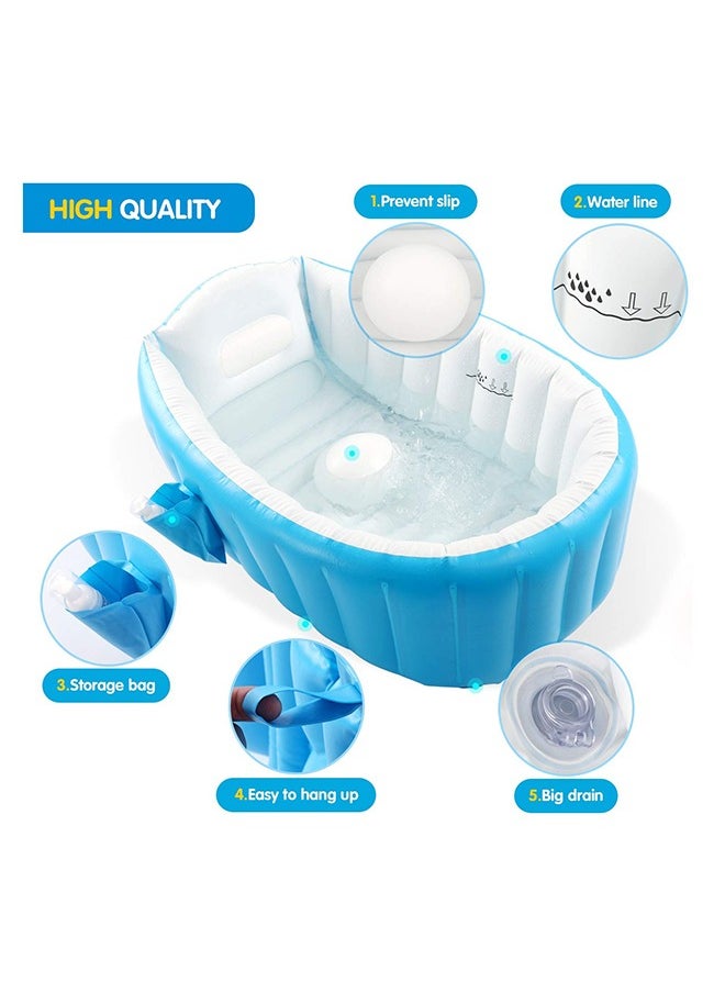 TYCOM Baby Inflatable Portable And Foldable Non-Slip Mini Air Bathtub Blue  - Image 4