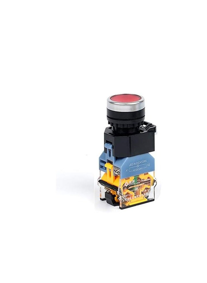 KNP LA-38-11DT 24V RED is a high quality industrial ON-OFF switch designed for control circuits that operate on 24V This durable push button switch features a red actuator typically used for stop or emergency stop functions. - Image 1