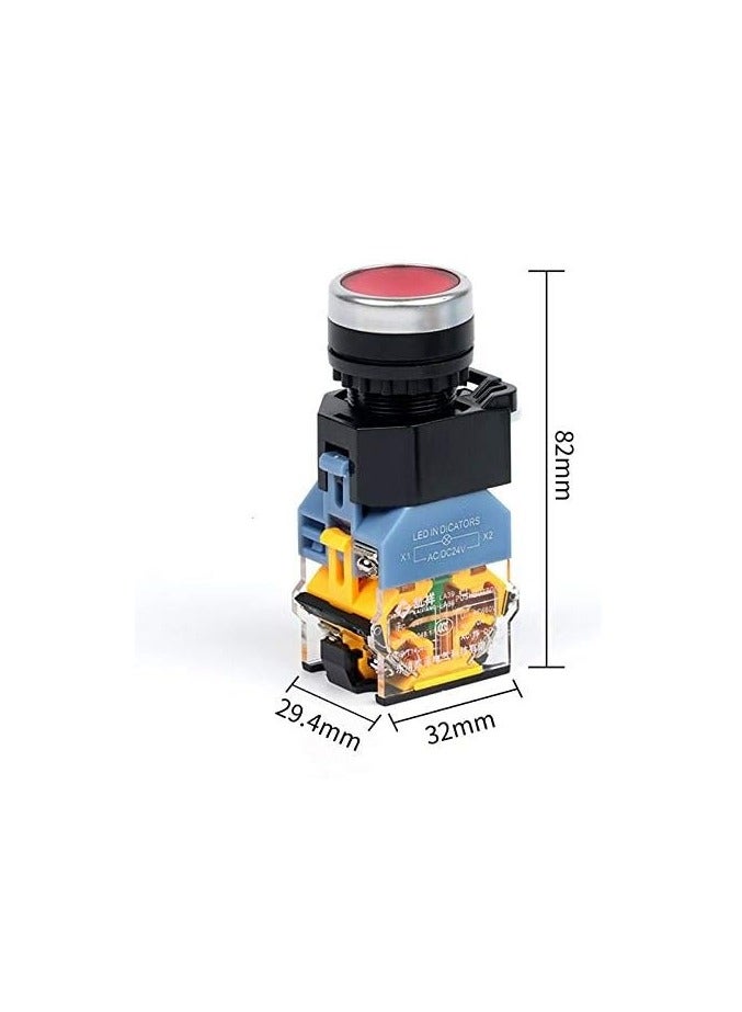 KNP LA-38-11DT 24V RED is a high quality industrial ON-OFF switch designed for control circuits that operate on 24V This durable push button switch features a red actuator typically used for stop or emergency stop functions. - Image 2