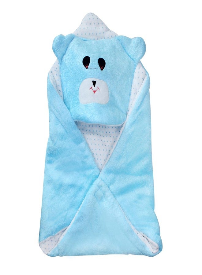 FULLY New Born Baby Blankets | Soft and Warm Baby Sleeping Wrapper | Winter Baby Wrapping Blanket | Hooded Swaddle Wrap for 0-6 Months Old Baby Boy and Baby Girl | Gift for Newborn Babies (Blue) - Image 1