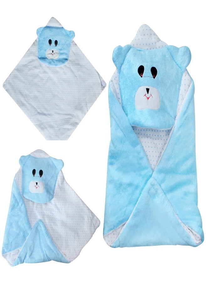 FULLY New Born Baby Blankets | Soft and Warm Baby Sleeping Wrapper | Winter Baby Wrapping Blanket | Hooded Swaddle Wrap for 0-6 Months Old Baby Boy and Baby Girl | Gift for Newborn Babies (Blue) - Image 5