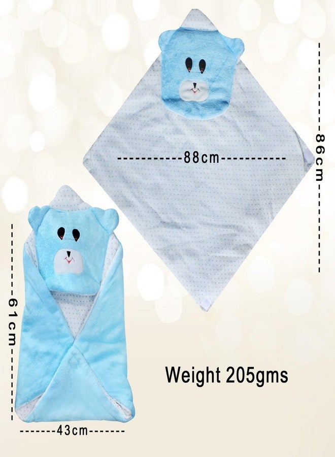 FULLY New Born Baby Blankets | Soft and Warm Baby Sleeping Wrapper | Winter Baby Wrapping Blanket | Hooded Swaddle Wrap for 0-6 Months Old Baby Boy and Baby Girl | Gift for Newborn Babies (Blue) - Image 2