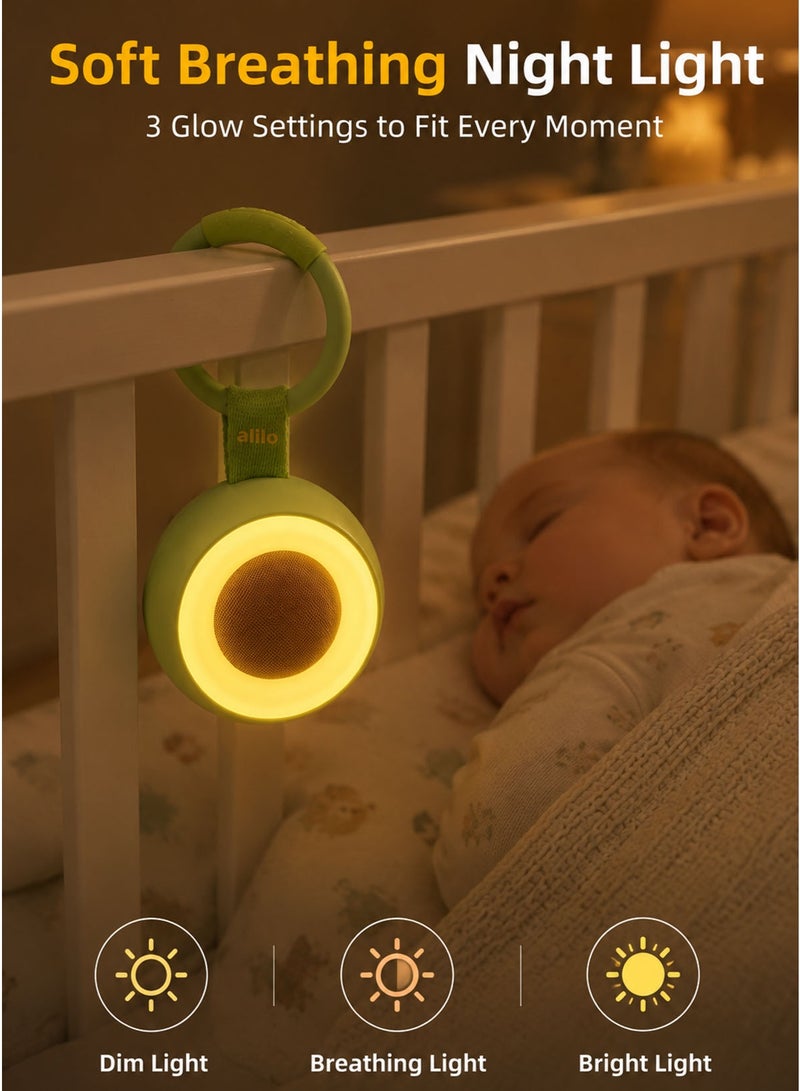 alilo Pocket Soother White Noise Machine for Baby 0+ Months Newborn Portable Avocado Baby Sound Machine with Soft Night Light 30 Soothing Sounds 3 Glow Modes 1000mAh Rechargeable Battery Type-C Charging Auto-Off Timer Memory Function Loop Modes Dual Volume Control Snap-On Hanging Loop for Crib Stroller Car Seat Travel and Bedtime Routine - Image 3