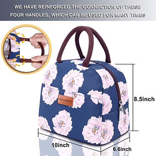 BALORAY Lunch Bag for Women Men Insulated Lunch Box for Adult Reusable Lunch Tote Bag for Work, Picnic or Travel (Pink Flower) - Image 4