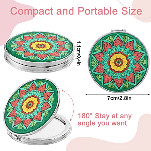 Berlune 10 Pcs Mandala Pocket Mirror Mini Travel Compact Makeup Mirrors Purses Accessories Hand Folding Beauty Mandala Designs Cosmetic Mirror Double-Sided 2 x Magnifying Supply for Girls Women - Image 3