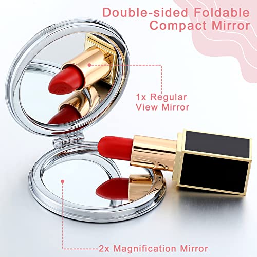 Berlune 10 Pcs Mandala Pocket Mirror Mini Travel Compact Makeup Mirrors Purses Accessories Hand Folding Beauty Mandala Designs Cosmetic Mirror Double-Sided 2 x Magnifying Supply for Girls Women - Image 2