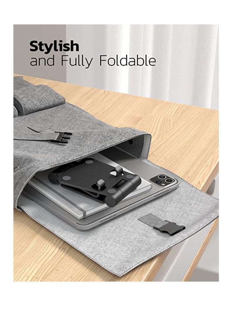 DIGI CORE Phone Stand Aluminum Mobile Stand Tablet Holder Phone Holder Flexible Foldable Cell Holder Adjustable Mobile Holder Compatible With All Mobile Phone Black - Image 3