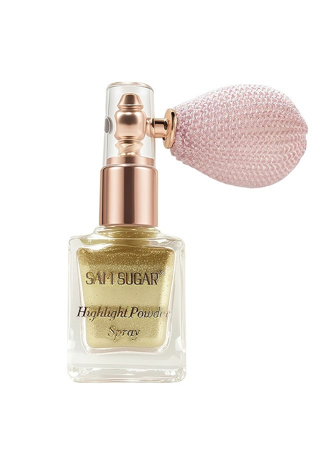SAM SUGAR Golden Highlight Powder Spray, Shimmer Body & Face Highlighter, Long-Lasting Glitter for Stage Makeup & Festivals, Buildable Sparkle for Cheeks, Collarbones & Hair - Image 1