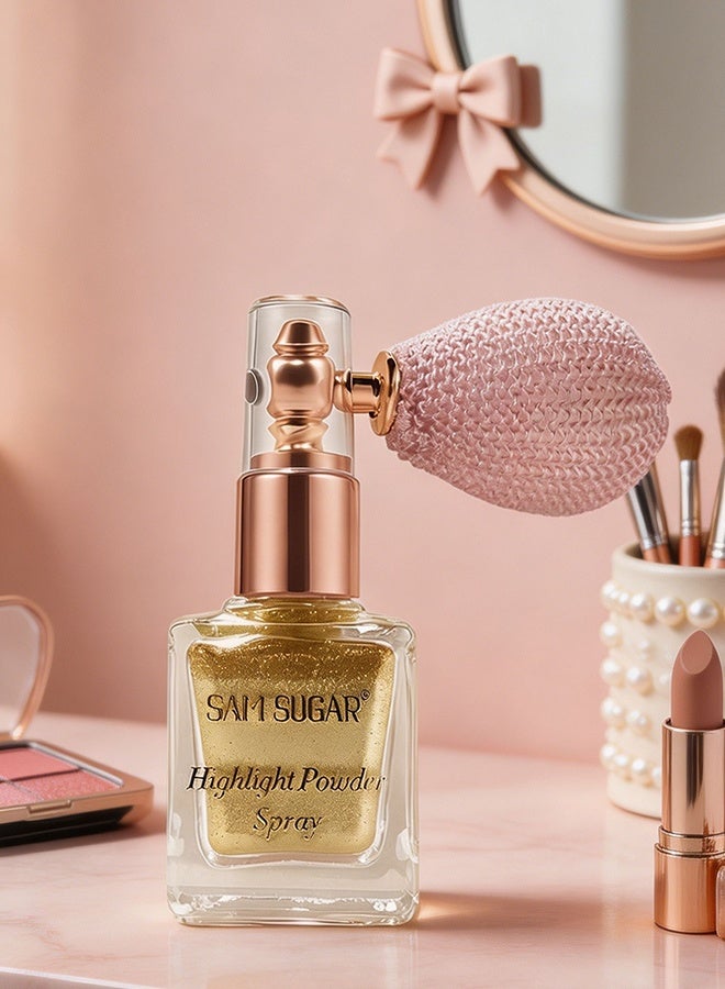 SAM SUGAR Golden Highlight Powder Spray, Shimmer Body & Face Highlighter, Long-Lasting Glitter for Stage Makeup & Festivals, Buildable Sparkle for Cheeks, Collarbones & Hair - Image 4