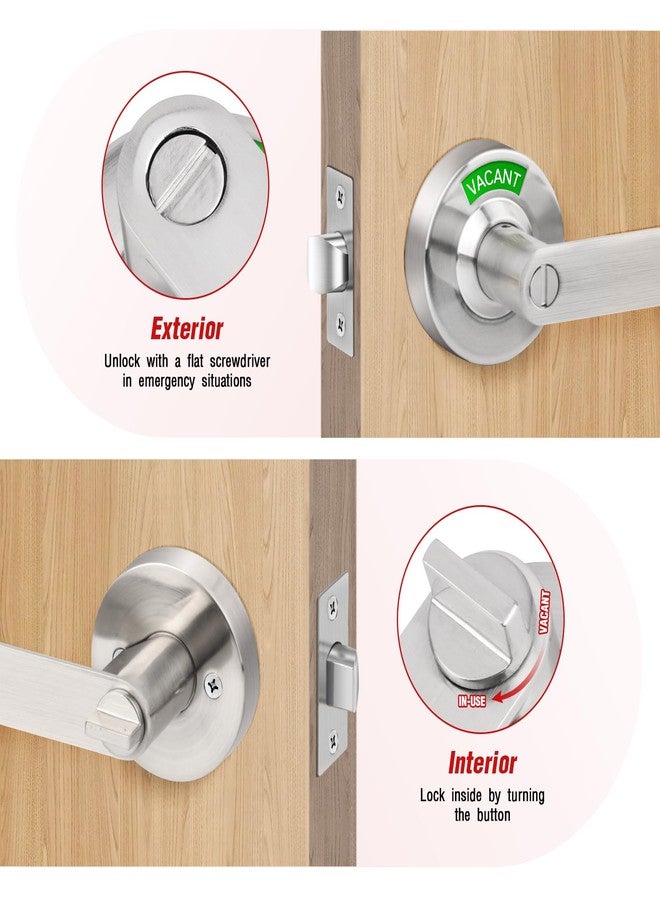 Aglehome Bathroom Indicator Privacy Door Lock, Vacant Occupied Bathroom Lock, Large Vacant or in-Use Bathroom Door Handle, Ansi Grade 2 Commercial Grade, for All Women Men Restrooms, Satin Chrome - Image 5