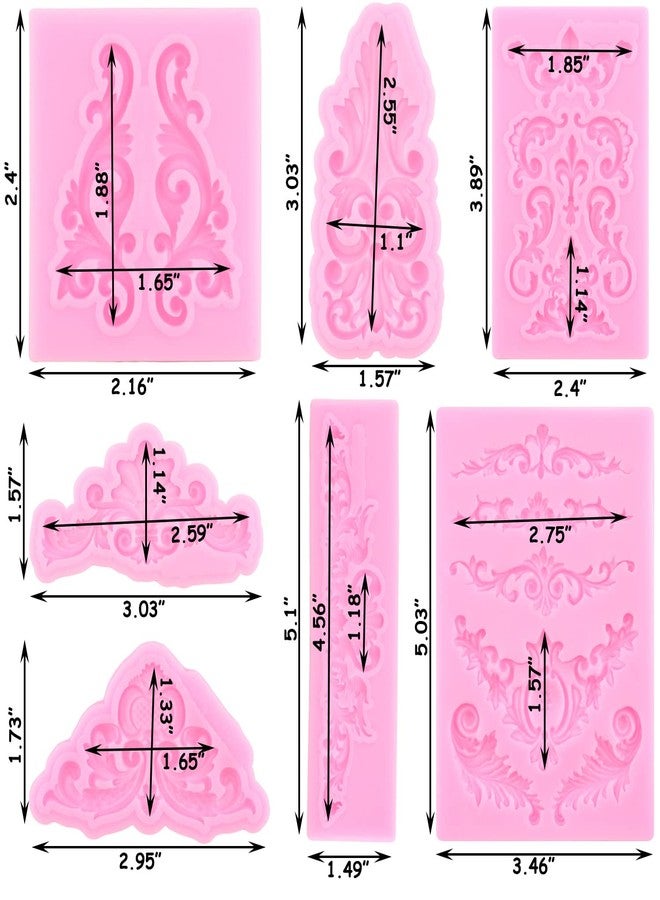 Zixiang Baroque Style Curlicues Scroll Lace Silicone Fondant Molds Relief Flower Mold Filigree Mold For Cake Decorating Cupcake Topper Polymer Clay Candy Chocolate Gum Paste Set Of 7 - Image 3