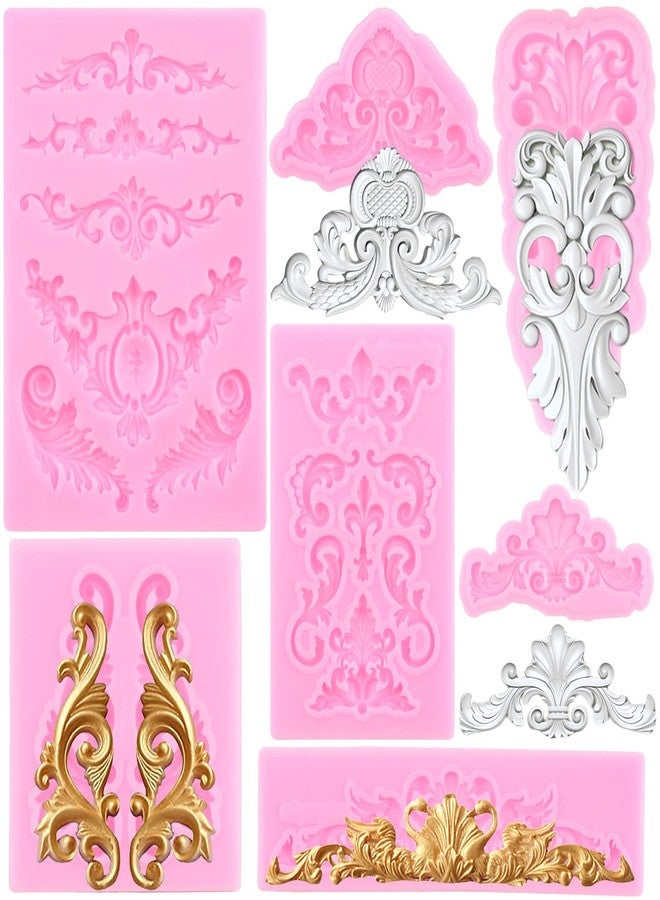 Zixiang Baroque Style Curlicues Scroll Lace Silicone Fondant Molds Relief Flower Mold Filigree Mold For Cake Decorating Cupcake Topper Polymer Clay Candy Chocolate Gum Paste Set Of 7 - Image 1
