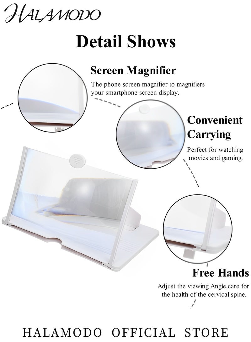 HALAMODO 12" Screen Magnifier Amplifier 3D HD New Phone Holder Screen Amplifier Movie Video Phone Amplifier Screen Phone Projector for All Smartphones - Image 5