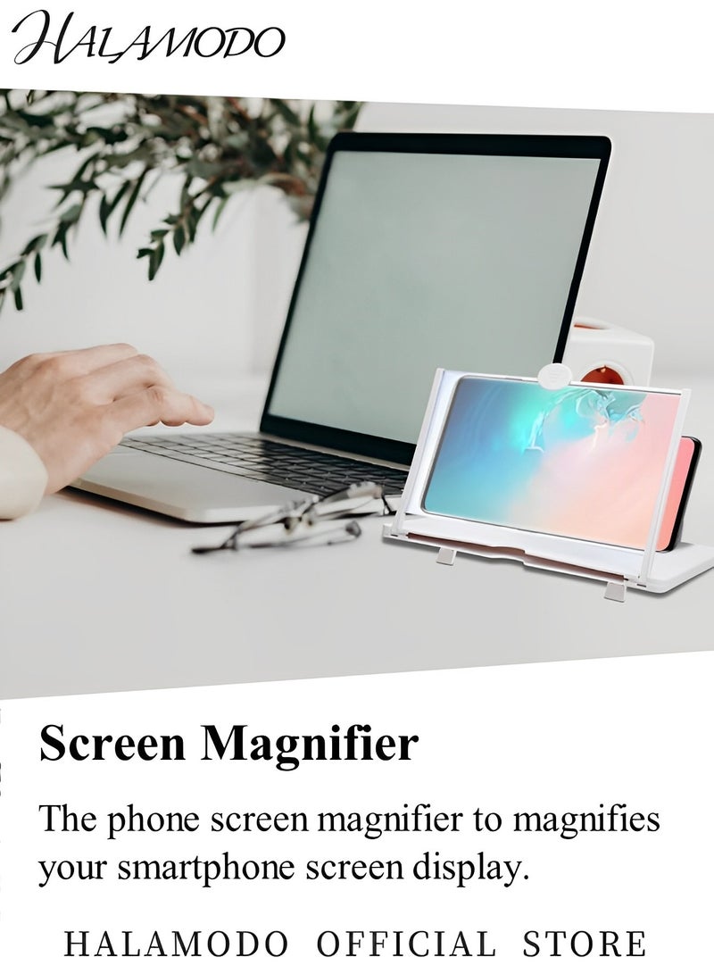 HALAMODO 12" Screen Magnifier Amplifier 3D HD New Phone Holder Screen Amplifier Movie Video Phone Amplifier Screen Phone Projector for All Smartphones - Image 4