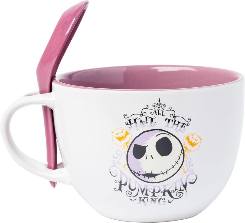 Silver Buffalo Nightmare Before Christmas Hail Pumpkin King 24oz Ceramic Soup Mug with Spoon - Image 2