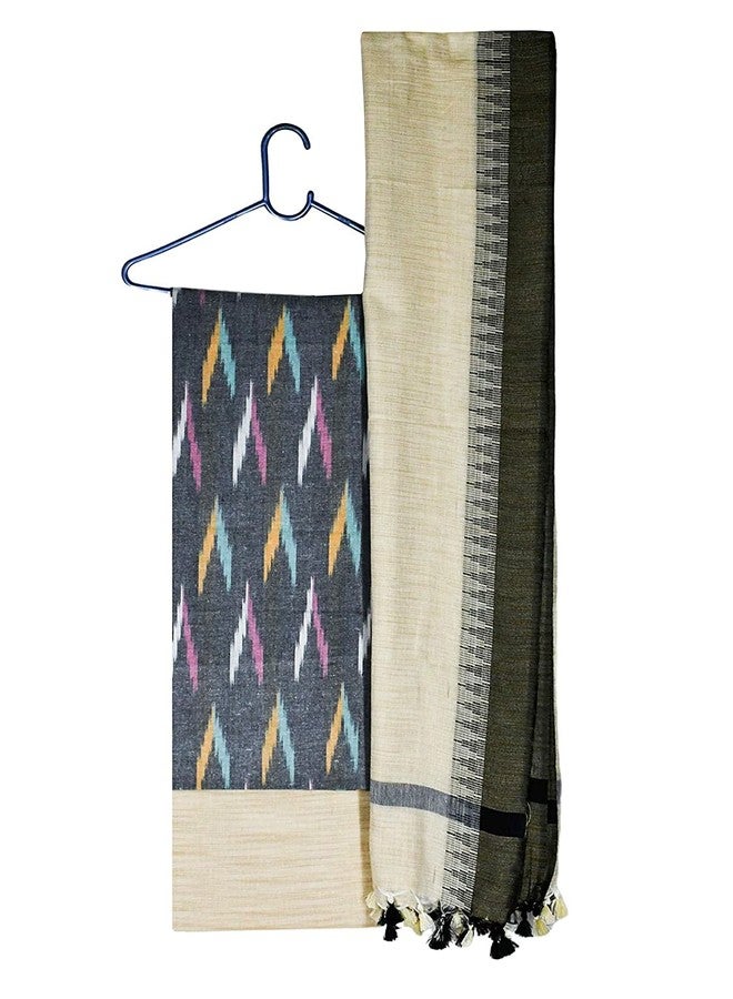 HAIDER ALI AND SONS Cotton Ikat Unstitched Suit Set for Women with Dupatta | Ikkat Salwar Suit Dress Material for Women - Image 3