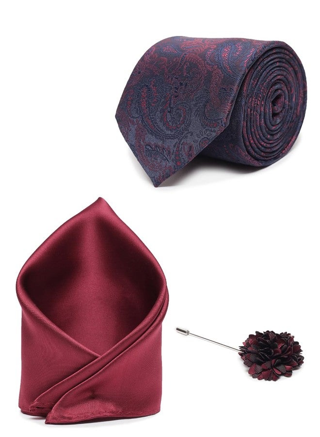 Van Heusen Men Navy Party Tie Pocket Square And Lapel Pin - Image 1