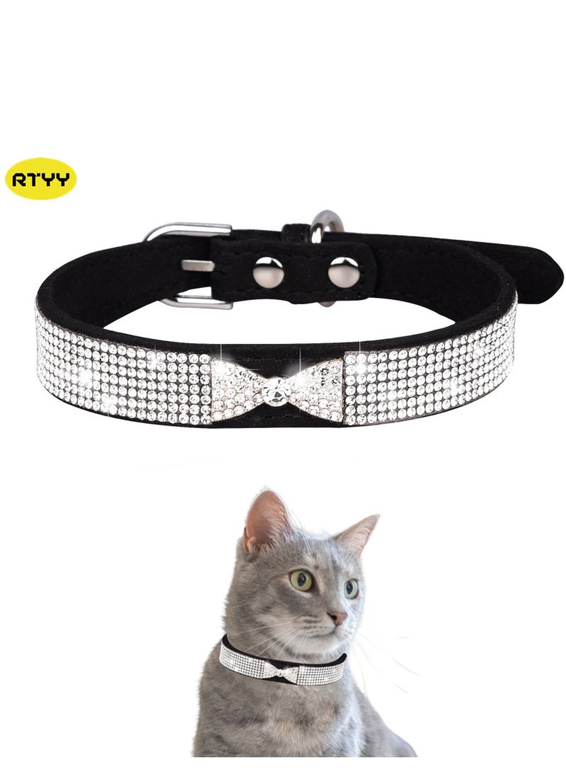 RTYY Cat Collar with Diamonds, Rhinestone Pet Collar Elastic Adjustable Collar Cat and Dog Small Pet Necklace Jewelry - Image 1