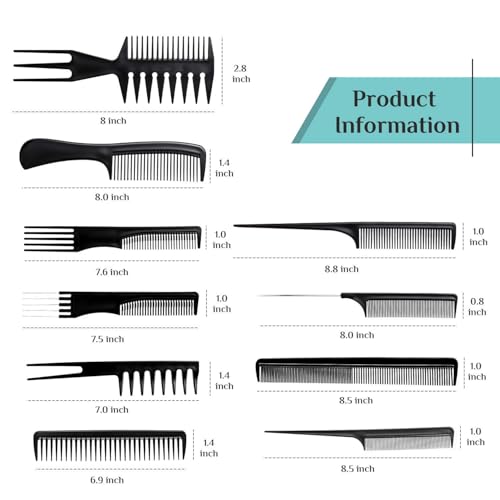 HUDACRUSH Huda Crush Hair Styling Combo Pack - 10 PCS Brush + Paddle Brush + B.R Comb, Empathetic , Hair Brush Comb for Women & Men : Ideal for all hair types, this hair comb set includes a paddle hair brush , a roller comb , and a tail comb for hair styling, - Image 4