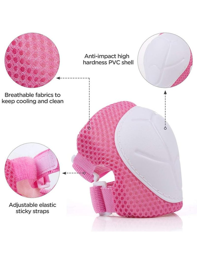 VUCATIN Kids Bike Helmet Set Skateboard Knee Pads Kids Helmet Elbow Pads Wrist Guards Adjustable for 2~8yrs Girl Boy Kids Protective Gear Set for Sport Cycling Bike Roller Skating Scooter (Pink)  - Image 4