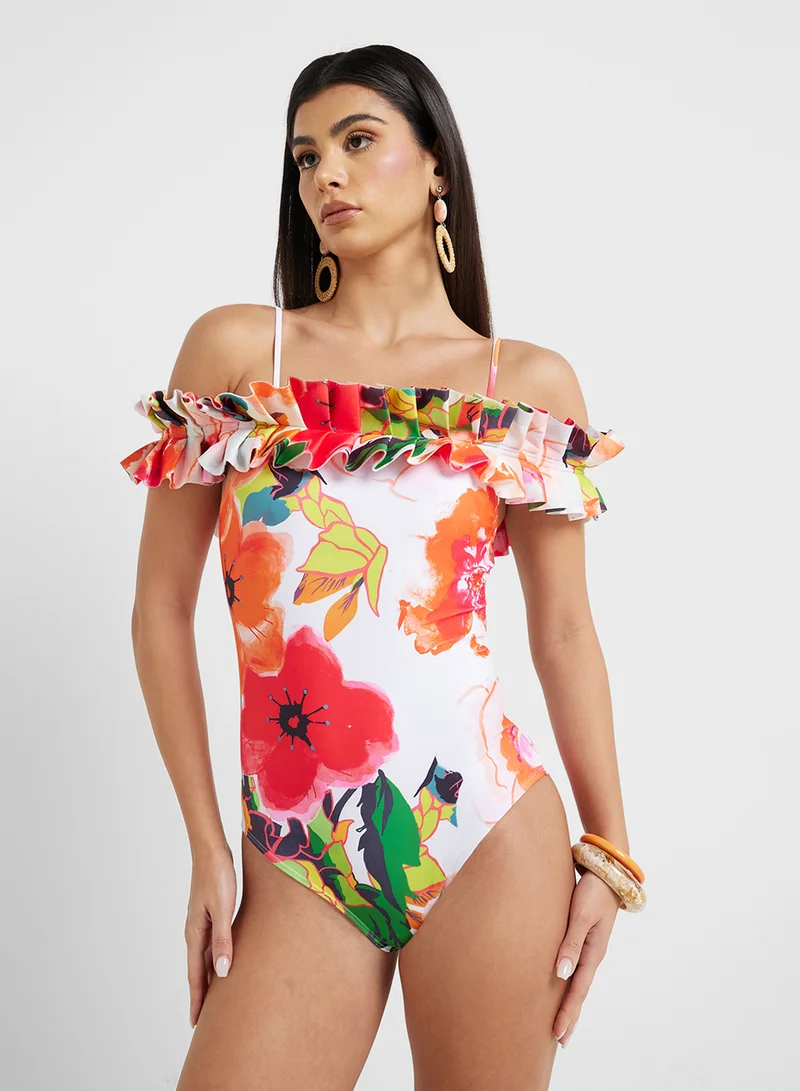 ايلا Floral Print Swimsuit & Beach Skirt