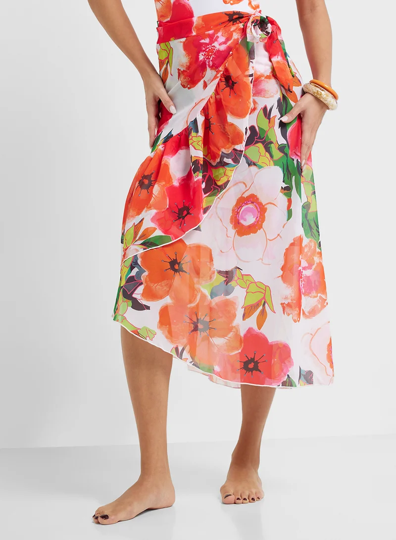 ايلا Floral Print Swimsuit & Beach Skirt