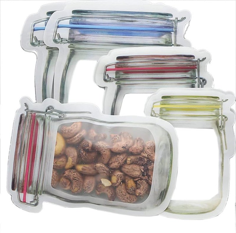 Anshri 6 Pcs 2 Set Ziplock Bags for Fridge Storage Bottle Shape Storage Pouch Mason Jar Bottle Bags Plastic Storage Pouch Multicolor 2 Pcs 1000 ml 2 Pcs 500 ml 2 Pcs 150 ml Zip Lock - Image 1