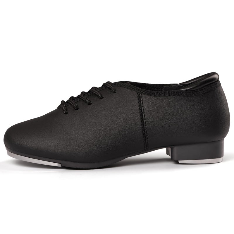 Linodes Unisex-Child Lace up Tap Shoe for Girls, Boys and Kids Tap Flat-Black-3M-Big Kid - Image 2
