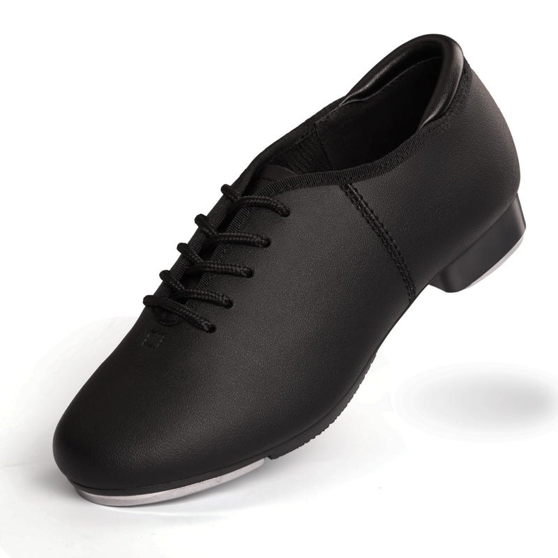 Linodes Unisex-Child Lace up Tap Shoe for Girls, Boys and Kids Tap Flat-Black-3M-Big Kid - Image 3