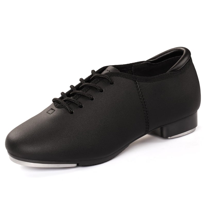 Linodes Unisex-Child Lace up Tap Shoe for Girls, Boys and Kids Tap Flat-Black-3M-Big Kid - Image 1