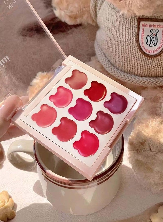 Cappuvini Sweet Bear Lip Palette by Cappuvini | 9-Shade Matte Lipstick Palette | Rose Pink to Cherry Red Color | Multi-Shade Matte Palettes | Lightweight Non-Drying Formula | Smudge-Proof All-Day Wear | Cute Compact for Teen Makeup Lovers (02#Sweet Bear, 6g) - Image 3