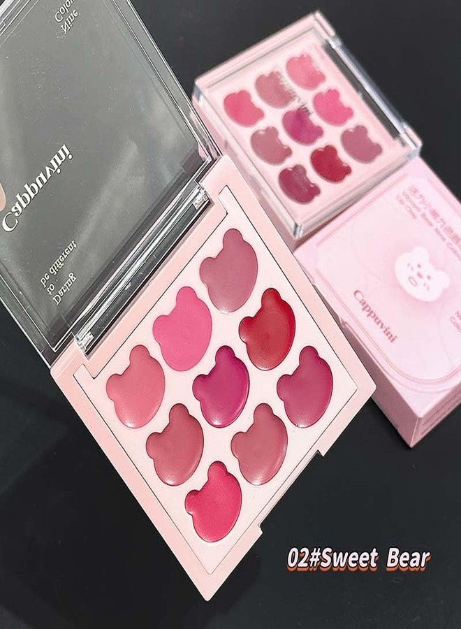 Cappuvini Sweet Bear Lip Palette by Cappuvini | 9-Shade Matte Lipstick Palette | Rose Pink to Cherry Red Color | Multi-Shade Matte Palettes | Lightweight Non-Drying Formula | Smudge-Proof All-Day Wear | Cute Compact for Teen Makeup Lovers (02#Sweet Bear, 6g) - Image 5