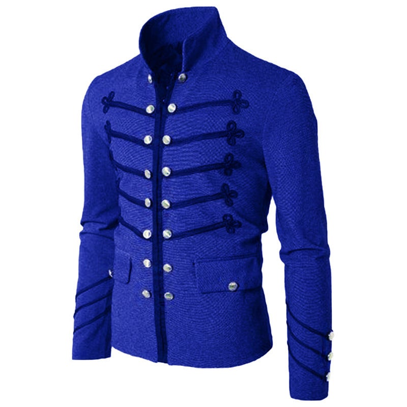 Jacket men's spring and autumn independent station eBay cross-border embroidered double-breasted solid color men's jacket cardigan spot - Image 1
