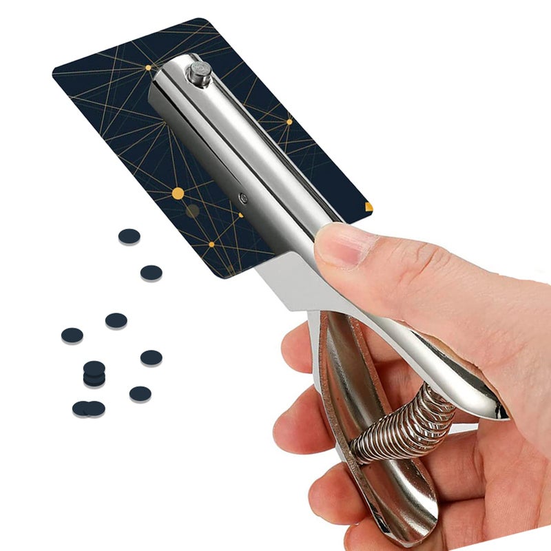 HNONPW Single Hole Punch 2 Inch Reach Deep Throat Heavy Duty Tab Zinc Alloy Silver Long 1/4 Inch Hand Held Leather Punch for Scrapbook Paper ID Card PVC Badge Photos - Image 1