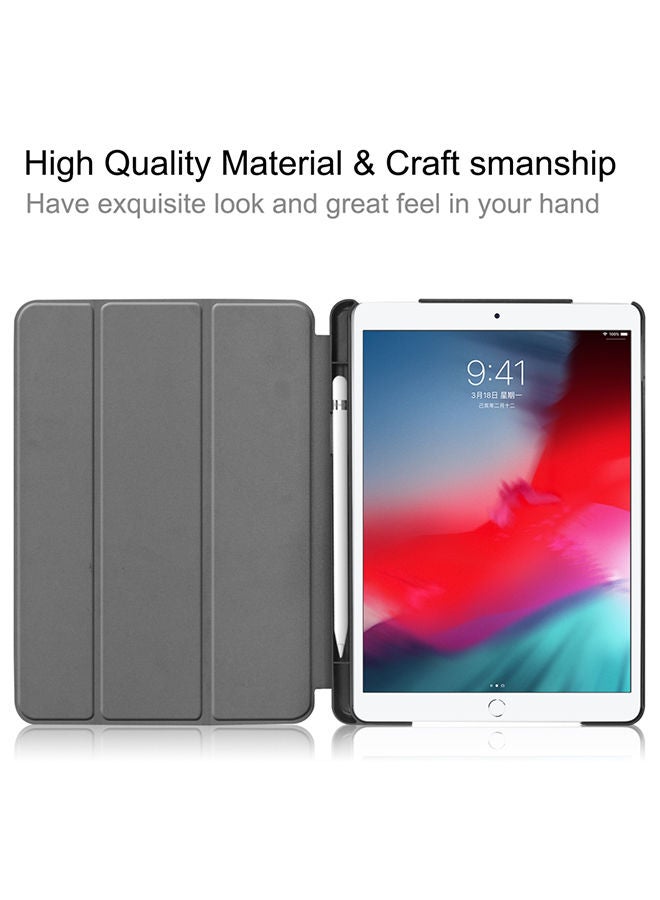 Loquat Denim Texture Horizontal Flip Leather Case with Three-folding Holder And Sleep/Wake-up Function For Apple iPad 10.2 2019/Air 3 Gold - Image 3