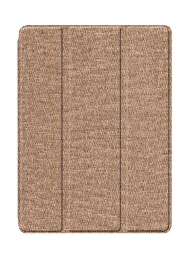 Loquat Denim Texture Horizontal Flip Leather Case with Three-folding Holder And Sleep/Wake-up Function For Apple iPad 10.2 2019/Air 3 Gold - Image 1