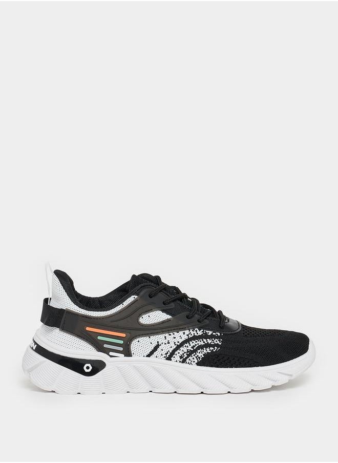 Styli - Knitted Lace Up Graphic Print Sneakers - Image 1