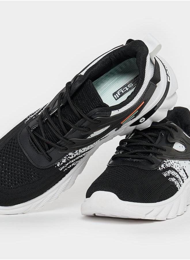 Styli - Knitted Lace Up Graphic Print Sneakers - Image 1