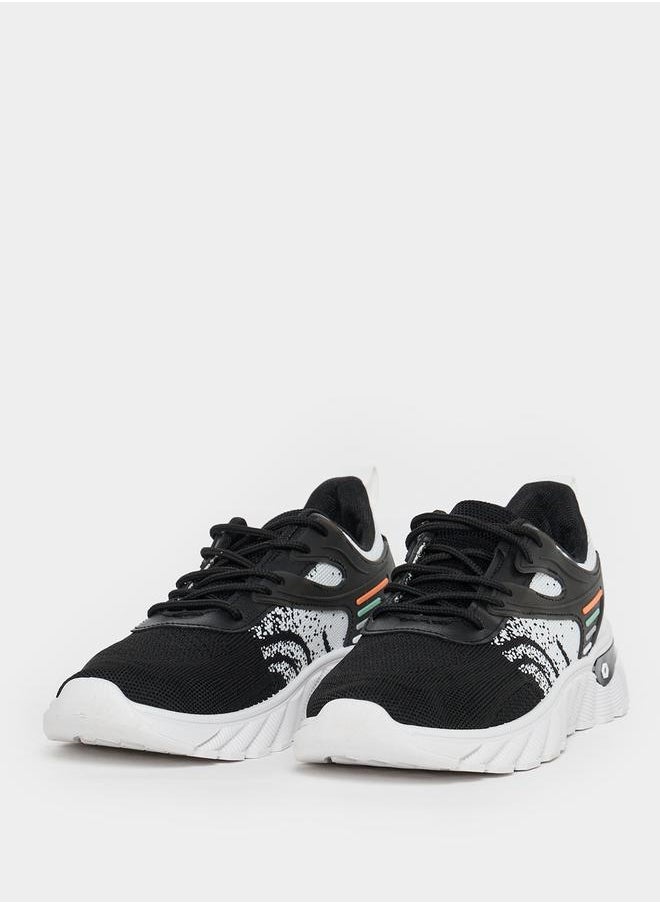 Styli - Knitted Lace Up Graphic Print Sneakers - Image 1