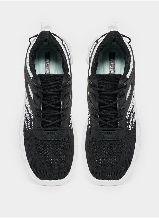 Styli - Knitted Lace Up Graphic Print Sneakers - Image 1