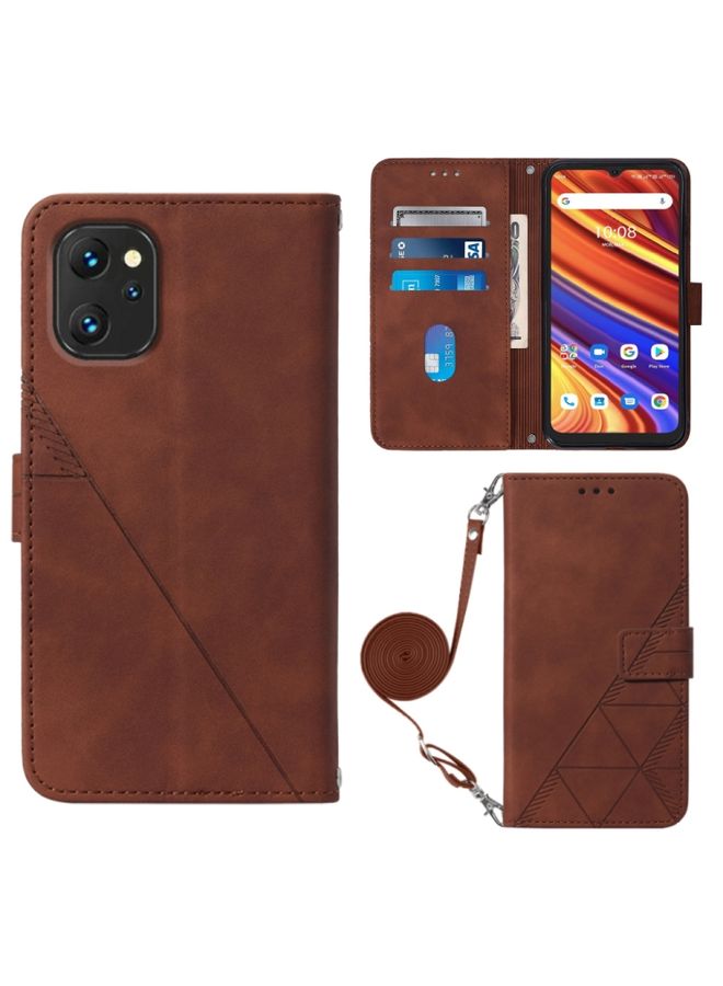 Case Cover For UMIDIGI Power 7 / Power 7S Crossbody 3D Embossed Flip Leather Phone Case Brown