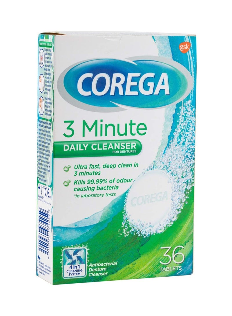 COREGA Daily Denture Cleanser, 3 Minutes - 36 Tablets