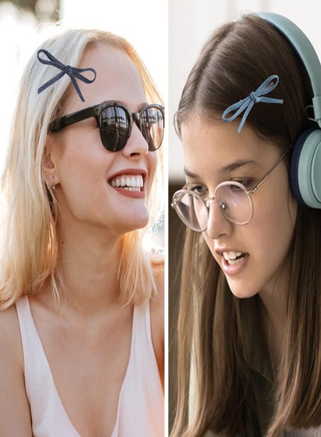 HLTOO 8PCS Blue Jeans Hair Bow Clips and Elastics Ties, Hair Scrunchies and Barrettes with Ribbon Bows, Ponytail Holders, for Women and Girls Hair Styling Accessories - Image 5