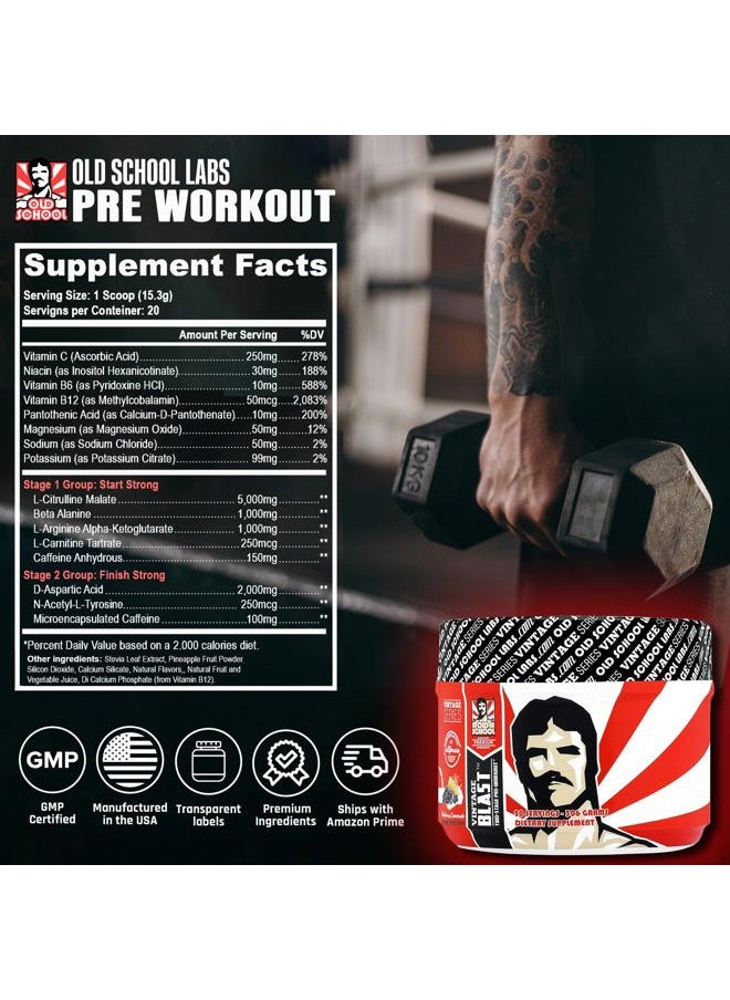 Old School Labs Ultimate 2 Stage Pre Workout for Explosive Energy, Massive Pumps & Laser Focus - Preworkout for Men & Women - Pre Workout Powder with Amino Acids - Natural Ingredients & 250mg Caffeine  - Image 2