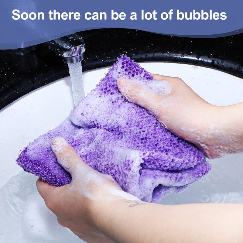 Tegeme 3 Pcs African Exfoliating Net Sponges Bath Back Scrubbers Long with Pull Strap Exfoliating Smoother Nylon Body Shower Loofahs Cloth for Women Men Daily Handles Washcloth Wash Purple Blue Coffee - Image 5