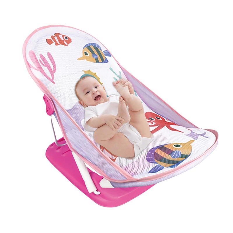 أورلينيك مقعد دعم استحمام الأطفال القابل للطي من ORLENIC مع 3 وضعيات إمالة – كرسي استحمام للرضع قابل للتعديل مع شبكة ناعمة ومسند رأس، تصميم موفر للمساحة للاستخدام في الحوض أو المغسلة، محمول من حديثي الولادة حتى الأطفال الصغار - Image 1