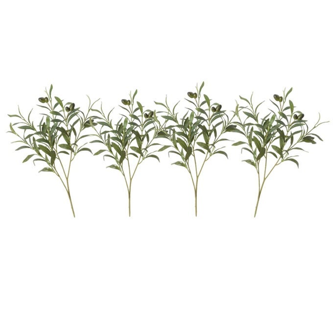 DODXIAOBEUL 4 Pcs Artificial Olive Branches for Vases 19 Inch Faux Olive Branch Stems Leaves with Fruits for Home Decor Weddings Party Vase Decorative Floral Arrangement