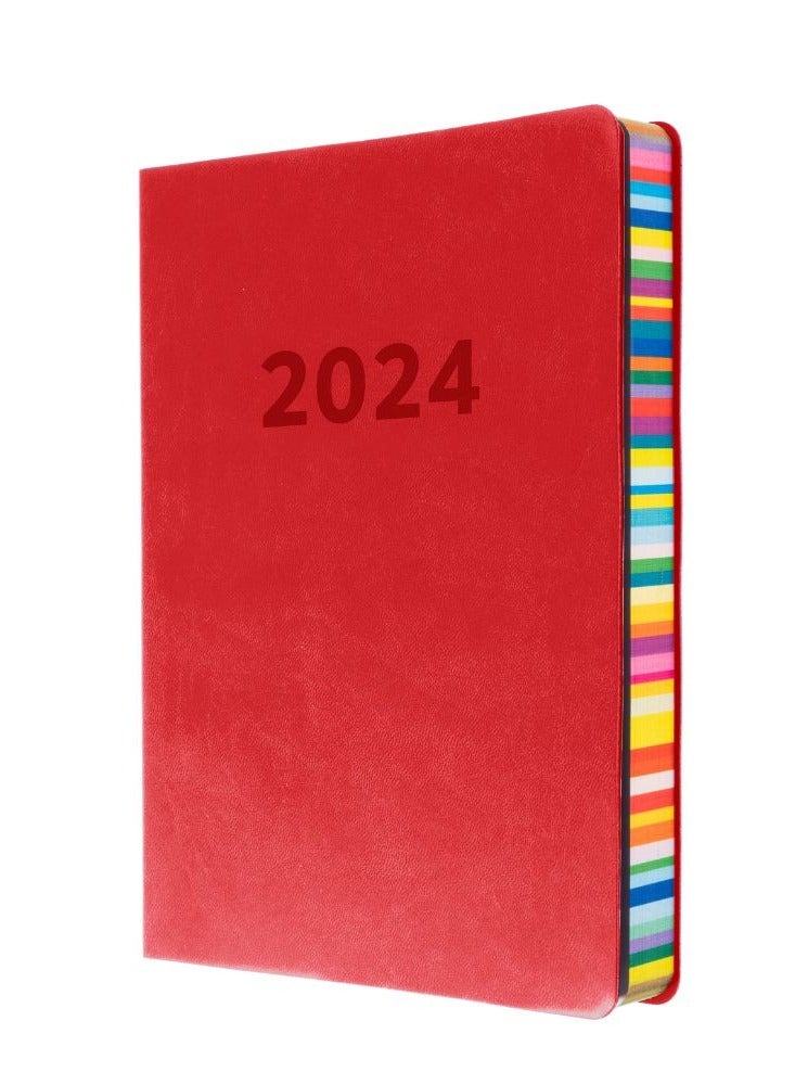 Collins Collins Edge Rainbow 2024 Diary A5 Day to Page Planner (with Appointments) - Lifestyle Planner and Organiser for Office, Work, Personal and Home - Daily -RED  - Image 1
